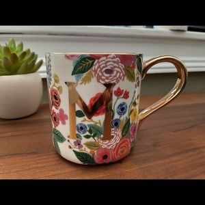 Anthropologie floral print monogram mug “M” limited special-edition,botanical
